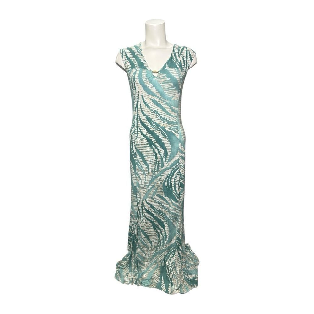 Tommy Bahama Aqua and White Printed Maxi Dress - Picture 2 of 10